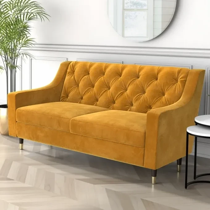Mustard Yellow Velvet Sofa